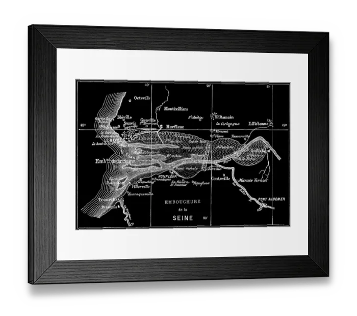 Framed Print : Old engraved map of Seine River, a 777-kilometre-long (483 mi) river in northern France