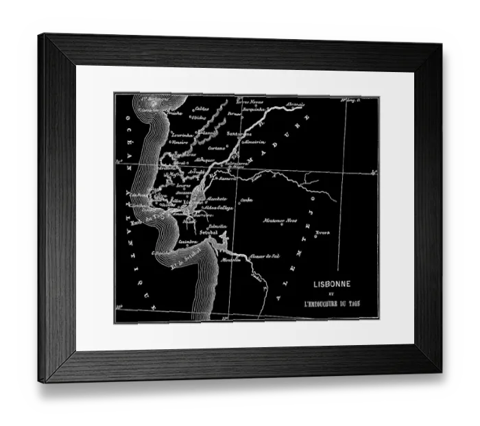 Framed Print : Old engraved map of Lisbon, Capital of Portugal and the Mouth of the Tagus river Framed Print : Old engraved map of Lisbon, Capital of Portugal and the Mouth of the Tagus river