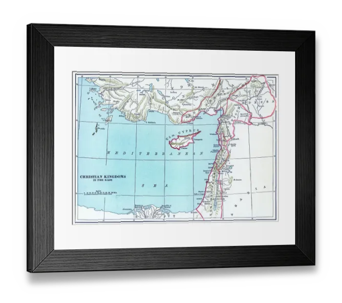 Framed Print : Old chromolithograph map of Christian Kingdoms in the East Framed Print : Old chromolithograph map of Christian Kingdoms in the East