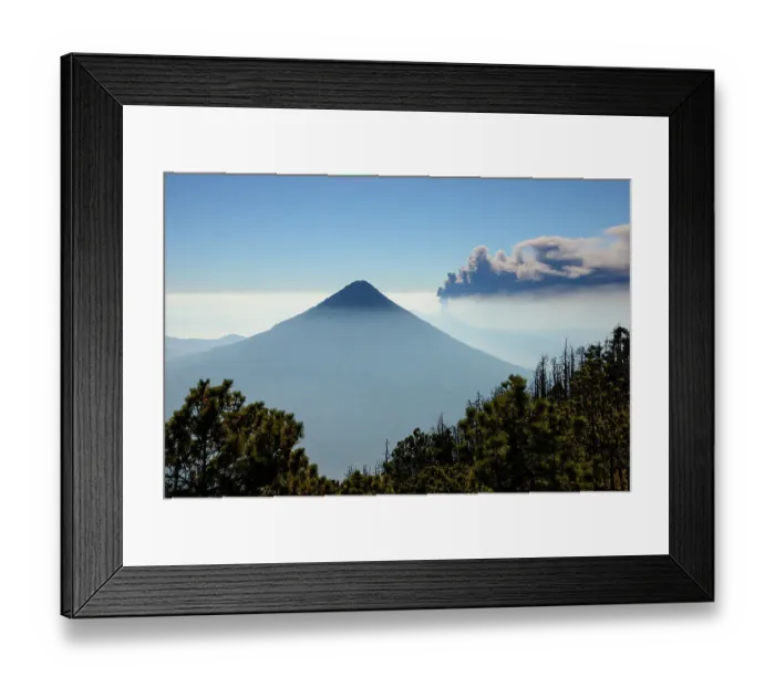 Framed Print : Agua haze. Agua Peak from the Acatenango Volcano in Antigua, Guatemala