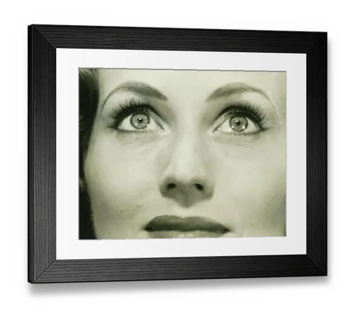 Framed Print : Woman looking up, (B&W), close-up, portrait Framed Print : Woman looking up, (B&W), close-up, portrait