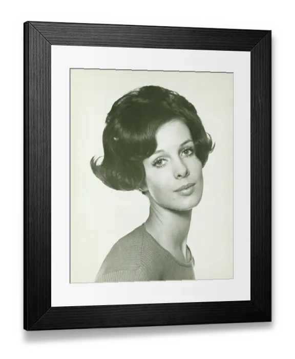 Framed Print : Young woman with perm, (B&W), portrait Framed Print : Young woman with perm, (B&W), portrait