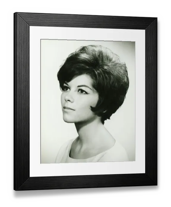 Framed Print : Young woman posing in studio, (B&W), close-up Framed Print : Young woman posing in studio, (B&W), close-up