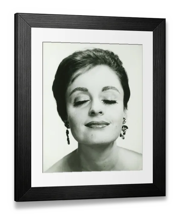Framed Print : Woman with closed eyes, (B&W), (Close-up) Framed Print : Woman with closed eyes, (B&W), (Close-up)