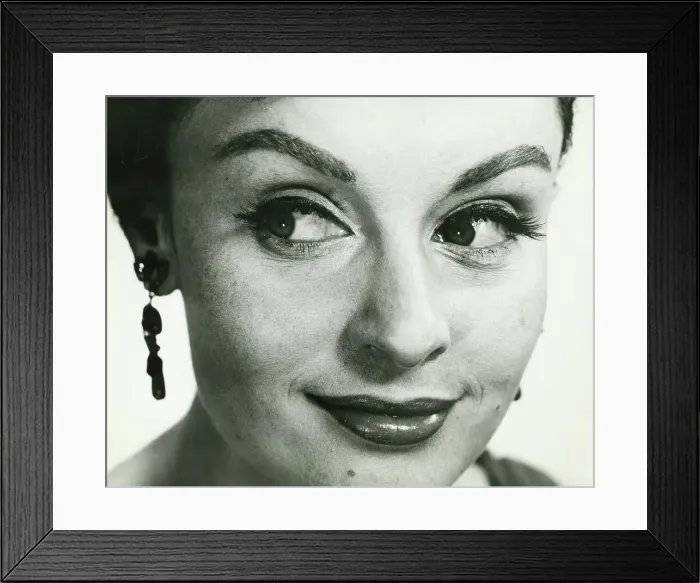 Framed Print : Woman, close-up of face, (B&W) Framed Print : Woman, close-up of face, (B&W)