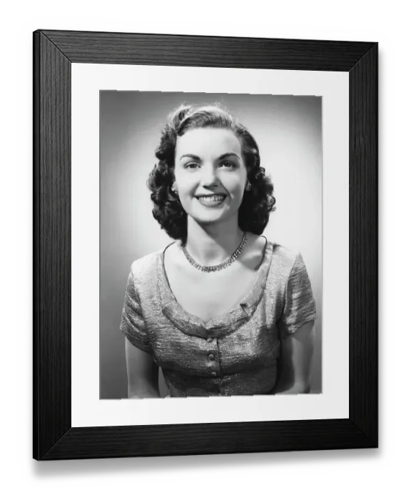 Framed Print : Elegant woman posing in studio, (B&W), (Close-up), (Portrait) Framed Print : Elegant woman posing in studio, (B&W), (Close-up), (Portrait)