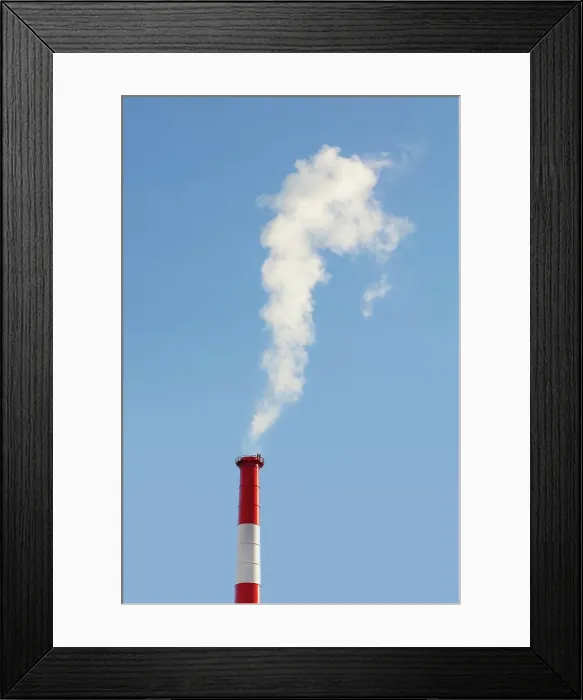 Framed Print : Red and White Smoke Stack Framed Print : Red and White Smoke Stack