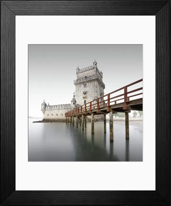 Framed Print : Minimalist long exposure in the square of the Torre de Belem on the river Tejo in Lisbon, Portugal Framed Print : Minimalist long exposure in the square of the Torre de Belem on the river Tejo in Lisbon, Portugal
