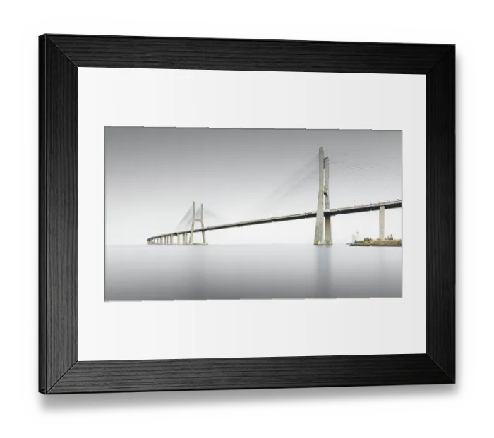 Framed Print : Minimalist long exposure of the famous Ponte Vasco da Gama bridge over the Tagus in Lisbon, Portugal Framed Print : Minimalist long exposure of the famous Ponte Vasco da Gama bridge over the Tagus in Lisbon, Portugal