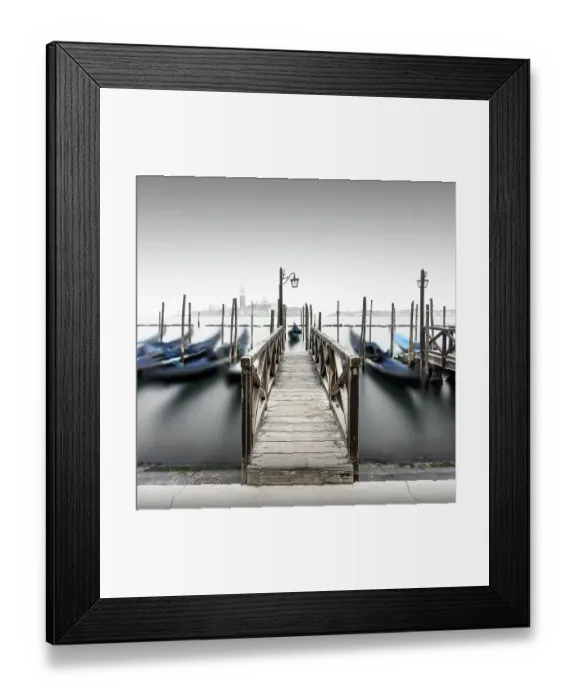 Framed Print : Minimalist long exposure of the gondolas at the Piazzetta near the Campanile at St. Mark's Square in Venice, Italy Framed Print : Minimalist long exposure of the gondolas at the Piazzetta near the Campanile at St. Mark's Square in Venice, Italy