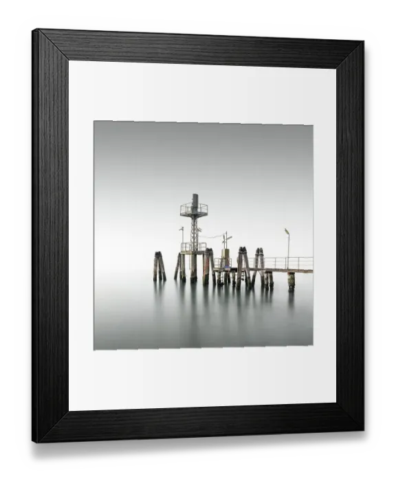 Framed Print : Minimalist wooden footbridge in fog in the Venice Lagoon, Italy Framed Print : Minimalist wooden footbridge in fog in the Venice Lagoon, Italy
