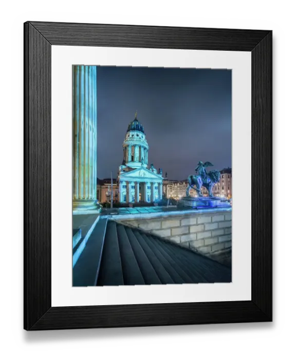Framed Print : Illuminated French Cathedral on Gendarmenmarkt, Berlin, Germany Framed Print : Illuminated French Cathedral on Gendarmenmarkt, Berlin, Germany