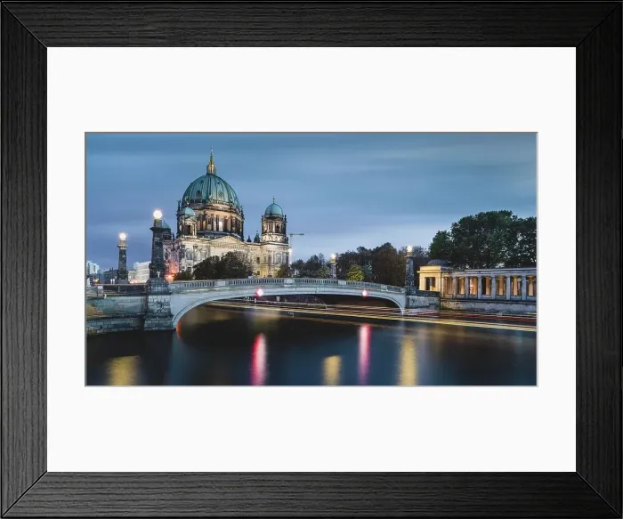 Framed Print : Berlin Cathedral on the Spree River with passing excursion steamer, light traces, dusk, Berlin, Germany Framed Print : Berlin Cathedral on the Spree River with passing excursion steamer, light traces, dusk, Berlin, Germany