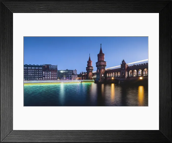 Framed Print : Berlin Oberbaum Bridge with traces of light from ship and train in the evening, Berlin, Germany Framed Print : Berlin Oberbaum Bridge with traces of light from ship and train in the evening, Berlin, Germany