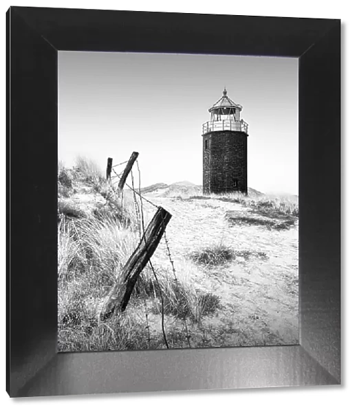 Black and white photograph of the famous Quermarken fire near Kampen on the island of Sylt, Germany