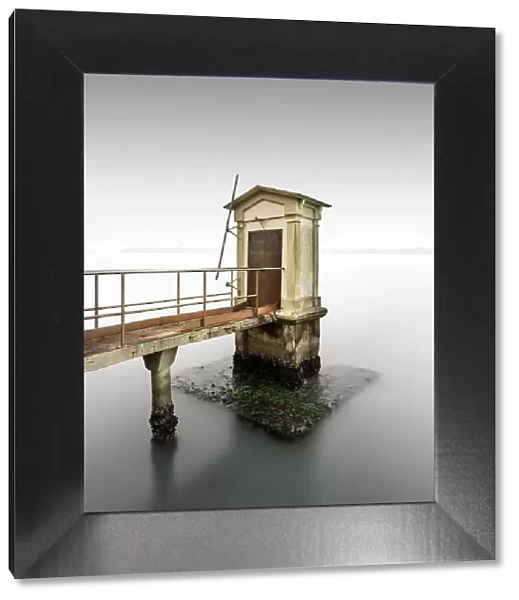 Long exposure of a water level gauge in the Venice Lagoon, Italy