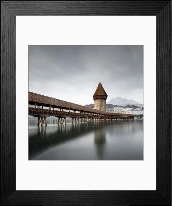 Framed Print : Long exposure of the Chapel Bridge, Lucerne, Switzerland Framed Print : Long exposure of the Chapel Bridge, Lucerne, Switzerland