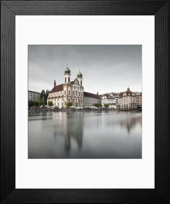 Framed Print : Long exposure of the Jesuit Church with reflection, Lucerne, Switzerland Framed Print : Long exposure of the Jesuit Church with reflection, Lucerne, Switzerland