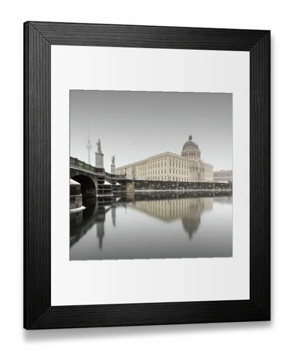 Framed Print : Newly built city palace, Humboldforum on the river Spree in winter in Berlin, Germany Framed Print : Newly built city palace, Humboldforum on the river Spree in winter in Berlin, Germany