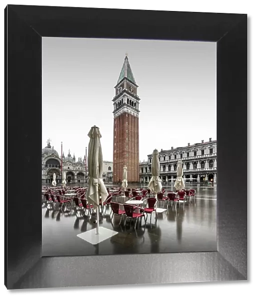 Flood with Campanile on the Piazzetta of St. Mark's Square, Venice, Italy
