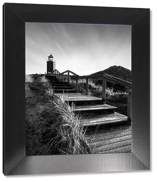 Lighthouse cross light in black and white near Kampen on Sylt, Germany