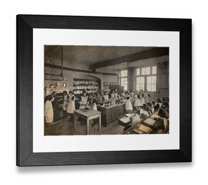 Framed Print : Antique London's photographs: Cooking class Framed Print : Antique London's photographs: Cooking class
