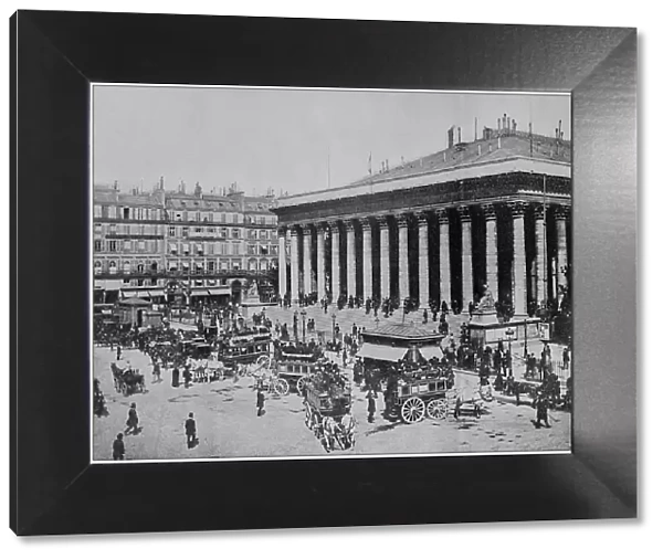 Antique photograph of World's famous sites: Place de la Bourse, Paris, France