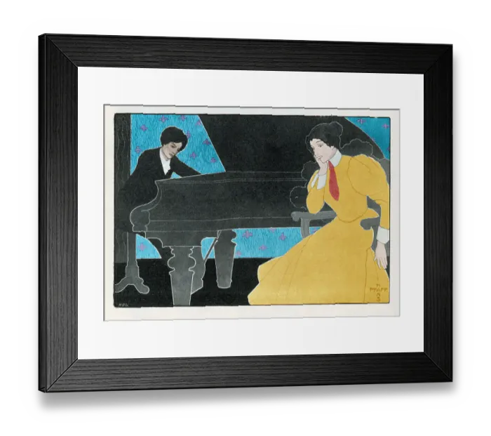 Framed Print : Woman playing a piano concert Art nouveau illustration 1898 Framed Print : Woman playing a piano concert Art nouveau illustration 1898