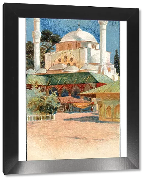 Mosque in Istanbul Turkey art nouveau illustration