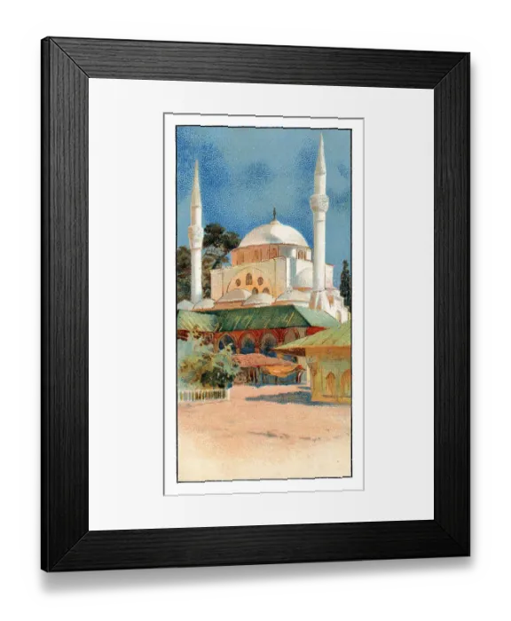 Framed Print : Mosque in Istanbul Turkey art nouveau illustration Framed Print : Mosque in Istanbul Turkey art nouveau illustration