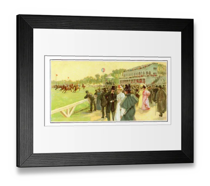 Framed Print : Horse race with spectators art nouveau illustration 1899 Framed Print : Horse race with spectators art nouveau illustration 1899