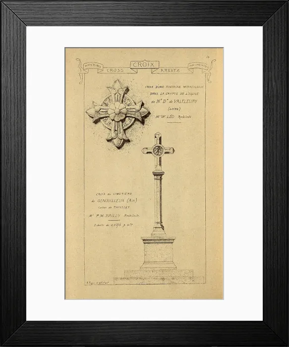 Framed Print : Architectural cross, stonework, masonry, History of architecture, decoration and design, art, French, Victorian, 19th Century Framed Print : Architectural cross, stonework, masonry, History of architecture, decoration and design, art, French, Victorian, 19th Century