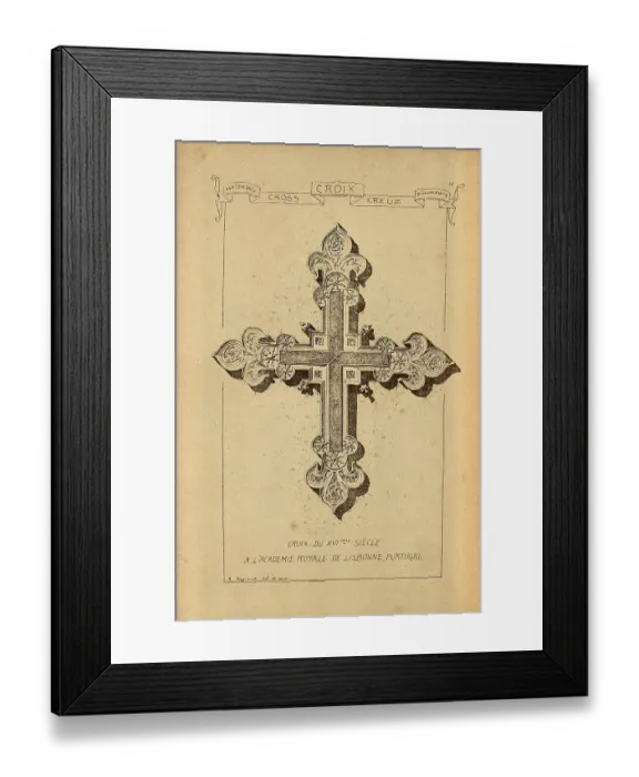 Framed Print : Architectural cross, stonework, masonry, 16th Century, History of architecture, decoration and design, art, French, Victorian, 19th Century Framed Print : Architectural cross, stonework, masonry, 16th Century, History of architecture, decoration and design, art, French, Victorian, 19th Century