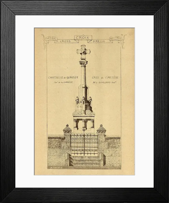Framed Print : Architectural cross, stonework, masonry, History of architecture, decoration and design, art, French, Victorian, 19th Century Framed Print : Architectural cross, stonework, masonry, History of architecture, decoration and design, art, French, Victorian, 19th Century