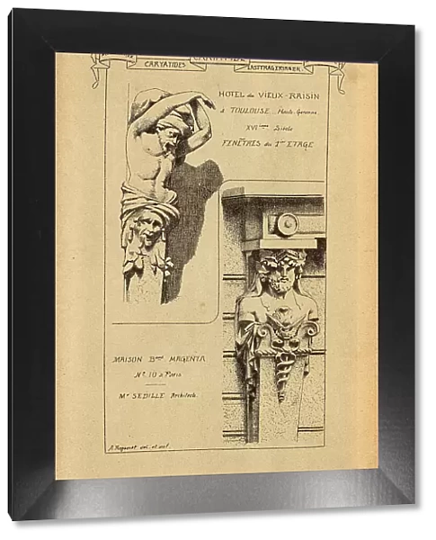 Architectural support, Caryatid, sculpted male figure, History of architecture, decoration and design, art, French, Victorian, 19th Century