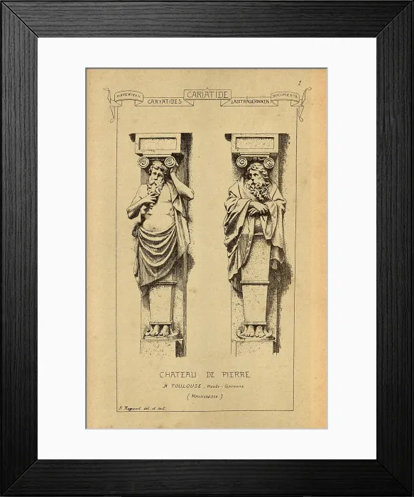 Framed Print : Architectural support, Caryatid, sculpted male figure, History of architecture, decoration and design, art, French, Victorian, 19th Century Framed Print : Architectural support, Caryatid, sculpted male figure, History of architecture, decoration and design, art, French, Victorian, 19th Century