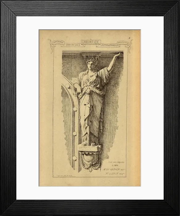 Framed Print : Architectural support, Caryatid, sculpted female figure, History of architecture, decoration and design, art, French, Victorian, 19th Century Framed Print : Architectural support, Caryatid, sculpted female figure, History of architecture, decoration and design, art, French, Victorian, 19th Century
