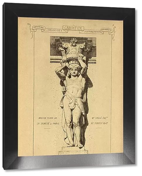 Architectural support, Caryatid, sculpted male figure, History of architecture, decoration and design, art, French, Victorian, 19th Century