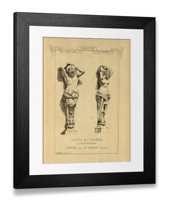 Framed Print : Architectural support, Caryatid, sculpted male and female figure, History of architecture, decoration and design, art, French, Victorian, 19th Century Framed Print : Architectural support, Caryatid, sculpted male and female figure, History of architecture, decoration and design, art, French, Victorian, 19th Century
