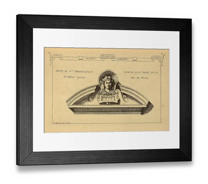 Framed Print : Architectural pediment, Head, Date, History of architecture, decoration and design, art, French, Victorian, 19th Century Framed Print : Architectural pediment, Head, Date, History of architecture, decoration and design, art, French, Victorian, 19th Century