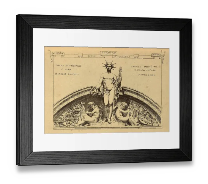 Framed Print : Architectural pediment, God, Crown, Torch, History of architecture, decoration and design, art, French, Victorian, 19th Century Framed Print : Architectural pediment, God, Crown, Torch, History of architecture, decoration and design, art, French, Victorian, 19th Century