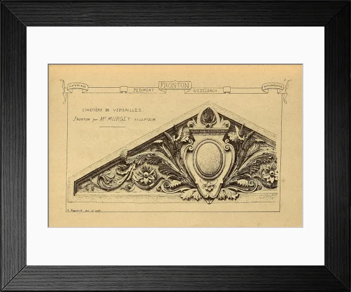 Framed Print : Architectural pediment, with shield, History of architecture, decoration and design, art, French, Victorian, 19th Century Framed Print : Architectural pediment, with shield, History of architecture, decoration and design, art, French, Victorian, 19th Century