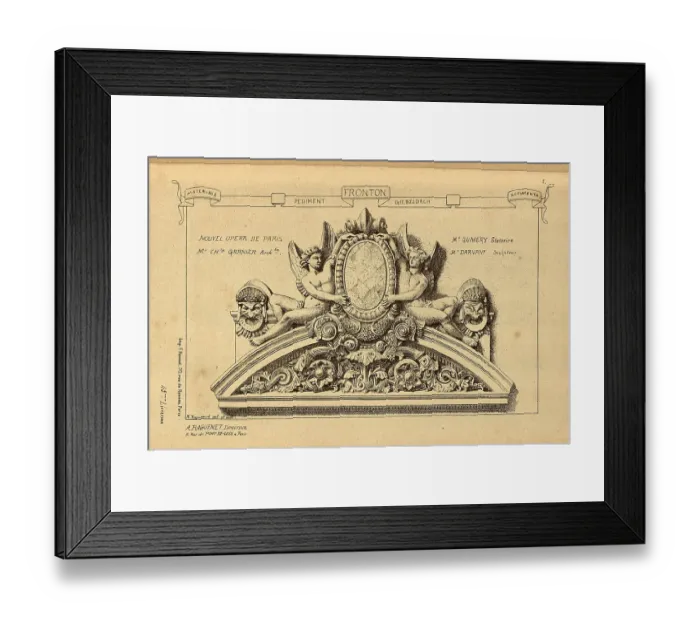 Framed Print : Architectural pediment, Angels, Theatre masks, History of architecture, decoration and design, art, French, Victorian, 19th Century Framed Print : Architectural pediment, Angels, Theatre masks, History of architecture, decoration and design, art, French, Victorian, 19th Century