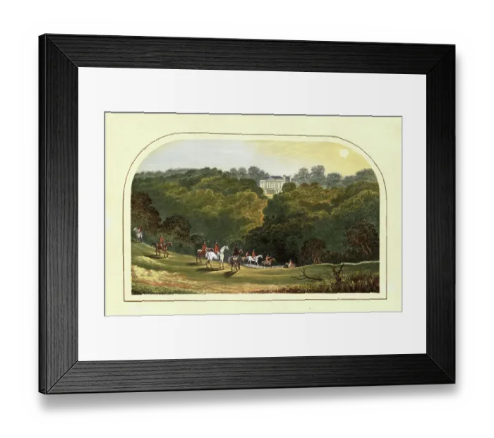 Framed Print : Horse riding, fox hunting, English woodland, Country house, England, 1880s, 19th Century Framed Print : Horse riding, fox hunting, English woodland, Country house, England, 1880s, 19th Century