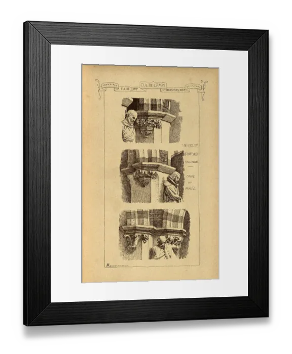 Framed Print : Architectural Cul-de-lampe, Oxford University. History of architecture, decoration and design, art, English, Victorian, 19th Century Framed Print : Architectural Cul-de-lampe, Oxford University. History of architecture, decoration and design, art, English, Victorian, 19th Century