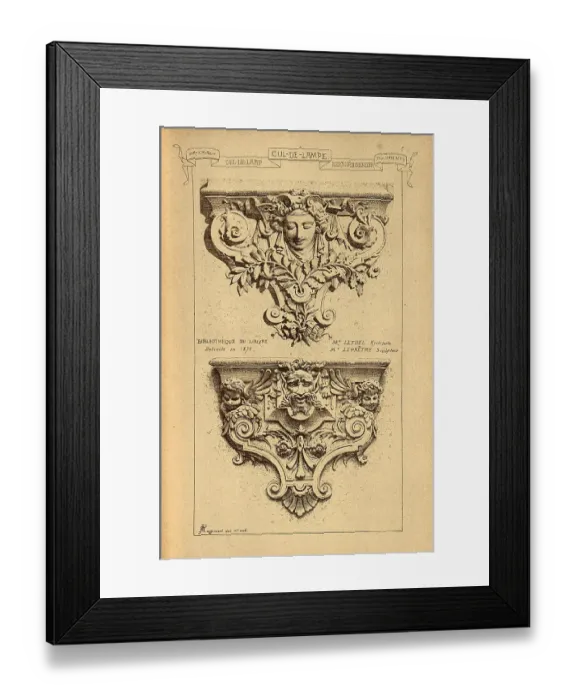 Framed Print : Architectural Cul-de-lampe, History of architecture, decoration and design, art, French, Victorian, 19th Century Framed Print : Architectural Cul-de-lampe, History of architecture, decoration and design, art, French, Victorian, 19th Century