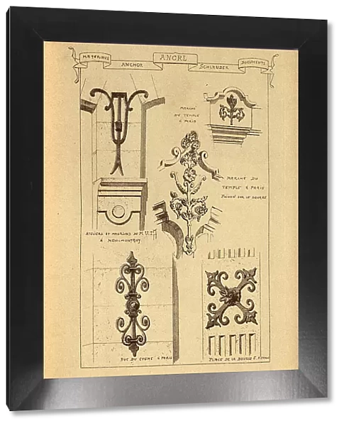 Architectural anchor, ironwork, History of architecture, decoration and design, art, French, Victorian, 19th Century
