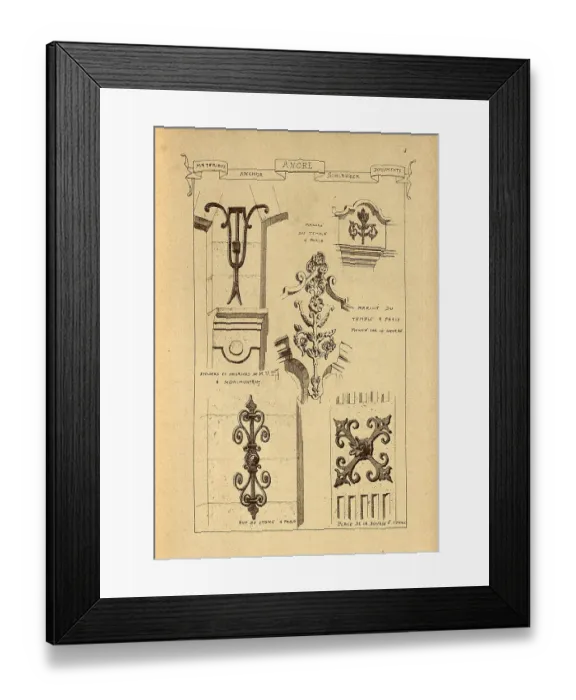 Framed Print : Architectural anchor, ironwork, History of architecture, decoration and design, art, French, Victorian, 19th Century Framed Print : Architectural anchor, ironwork, History of architecture, decoration and design, art, French, Victorian, 19th Century