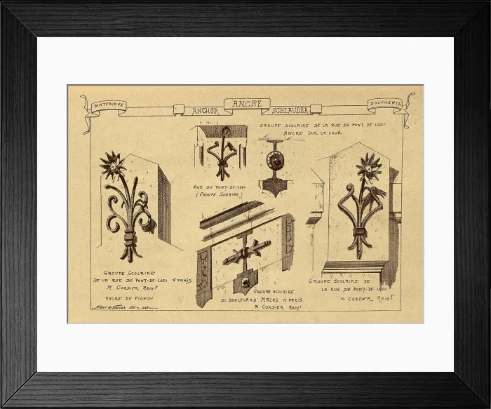 Framed Print : Architectural anchor, ironwork, History of architecture, decoration and design, art, French, Victorian, 19th Century Framed Print : Architectural anchor, ironwork, History of architecture, decoration and design, art, French, Victorian, 19th Century