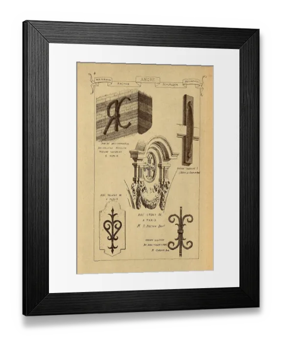 Framed Print : Architectural anchor, ironwork, History of architecture, decoration and design, art, French, Victorian, 19th Century Framed Print : Architectural anchor, ironwork, History of architecture, decoration and design, art, French, Victorian, 19th Century